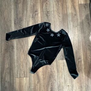 Victoria Sport Green Velour Leotard w/ Star Embellishments